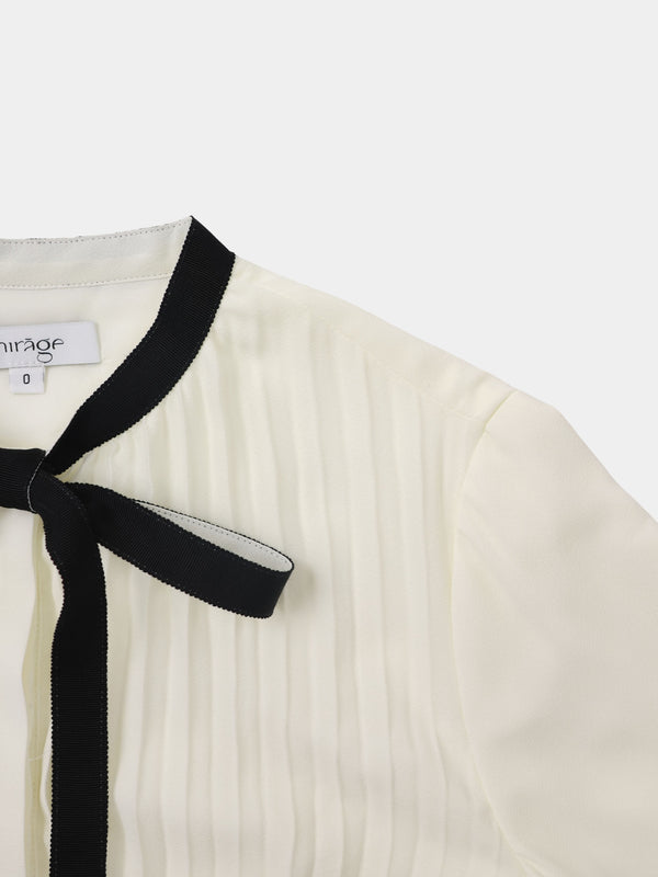 Mini Pleat Yoke Dress - Cream