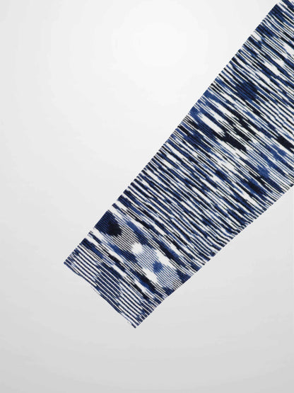 Abstract Stripe Knit Turtleneck-Navy