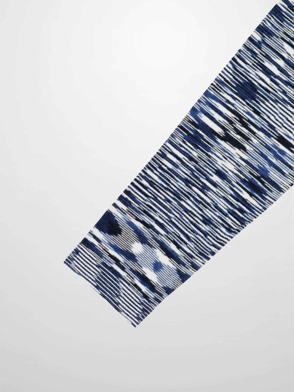 Abstract Stripe Knit Turtleneck-Navy