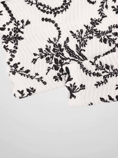 Printed Wave Cardigan-Scattered Vines