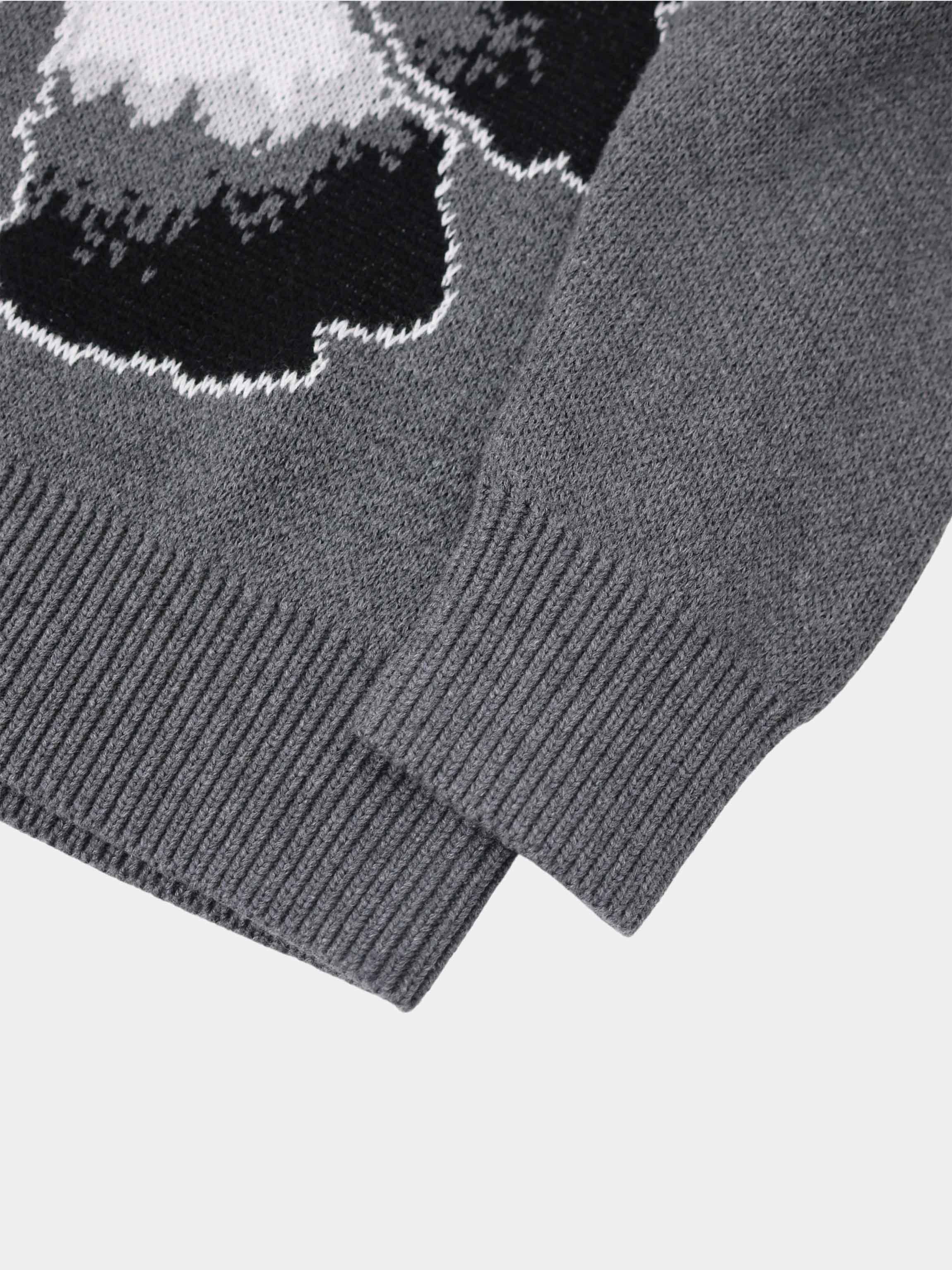 Flower Design Sweater - Grey