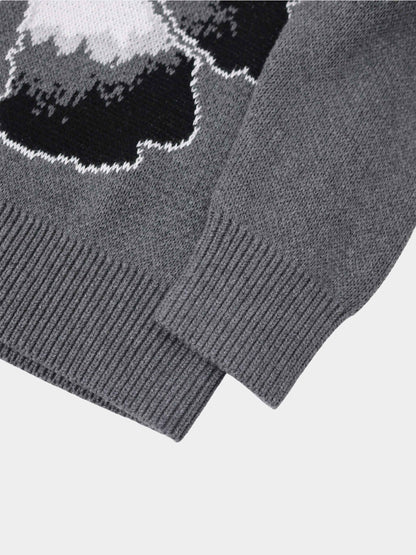 Flower Design Sweater - Grey