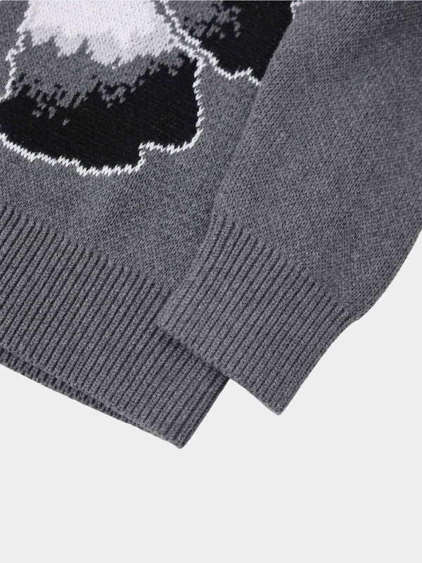 Flower Design Sweater - Grey
