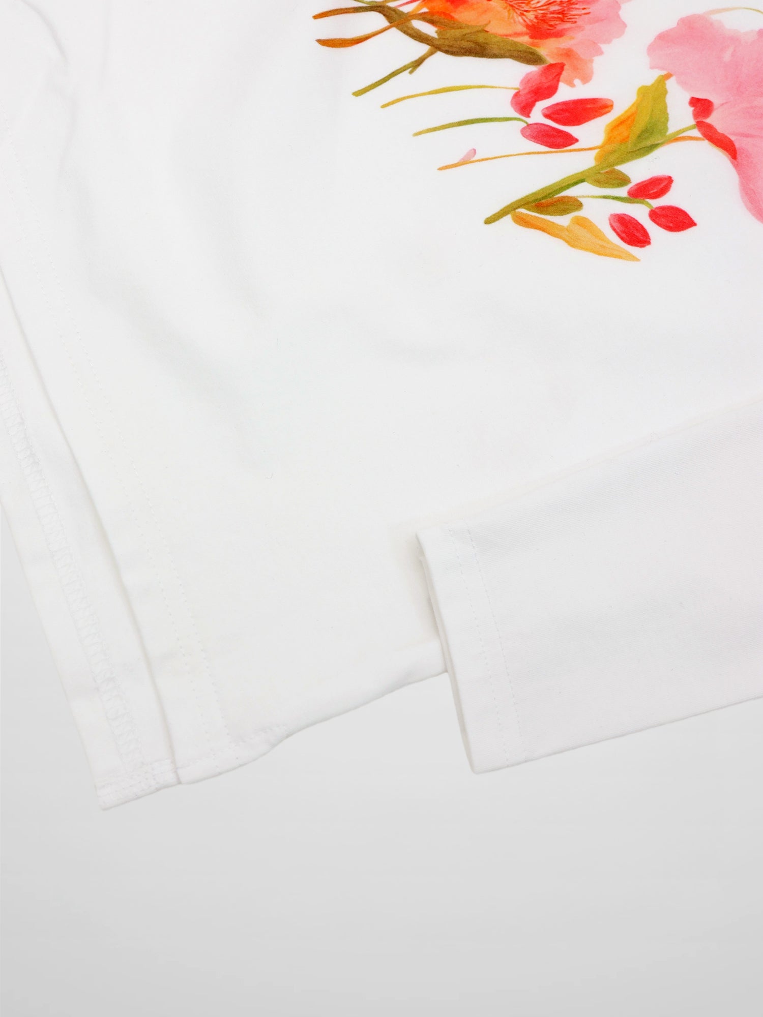 Motif Printed Tee-Pink Flower