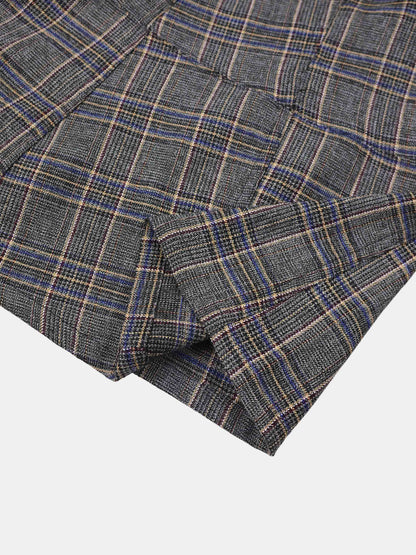 Seamed Flare Skirt - Grey Plaid