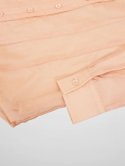 High V Neck Blouse-Oatmeal