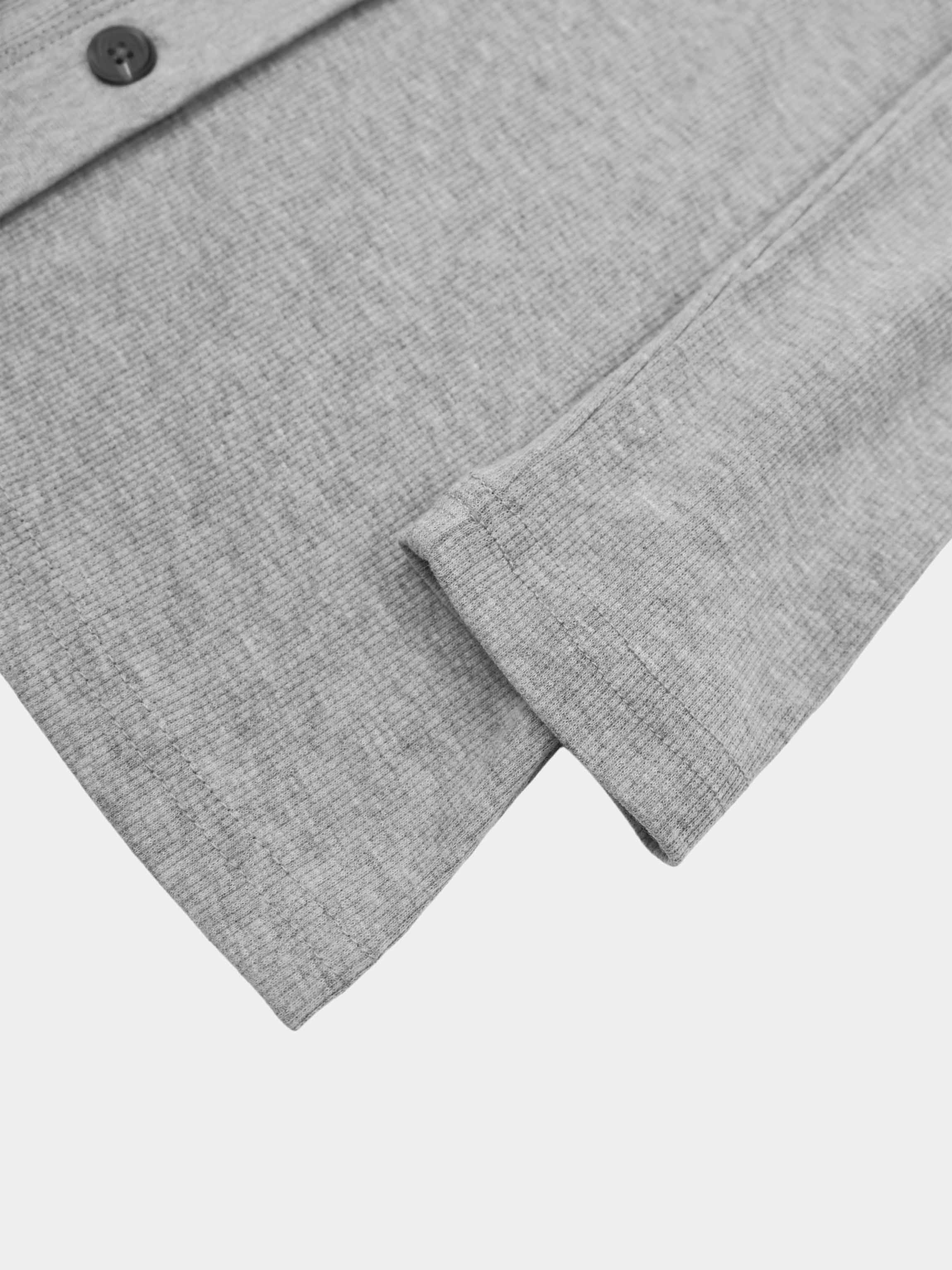 Ribbed Button Down Shirt-Heathered Grey