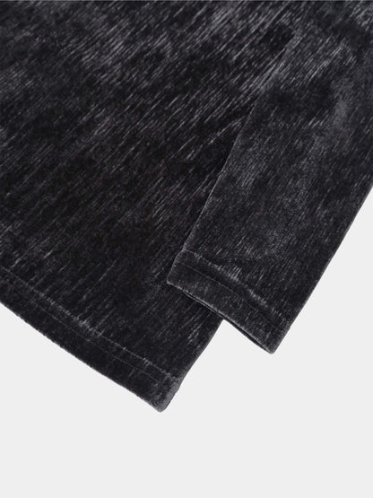 Textured Velour Turtleneck - Dark Grey