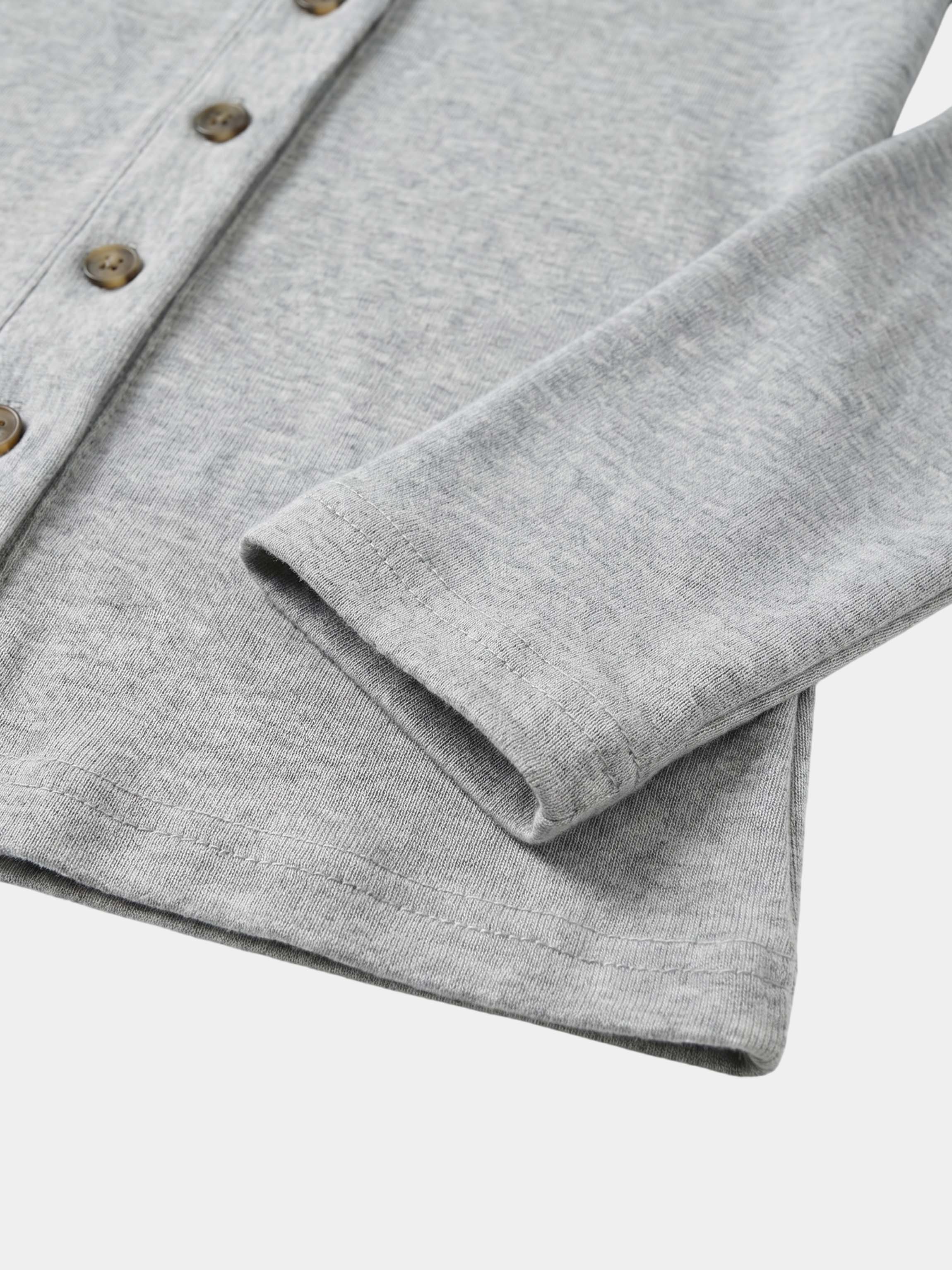 Ribbed Button Down Shirt-Heathered Grey