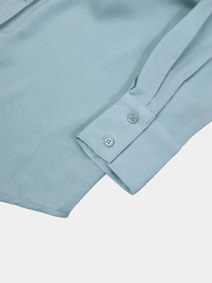 Fringe Bow Blouse-Light Blue