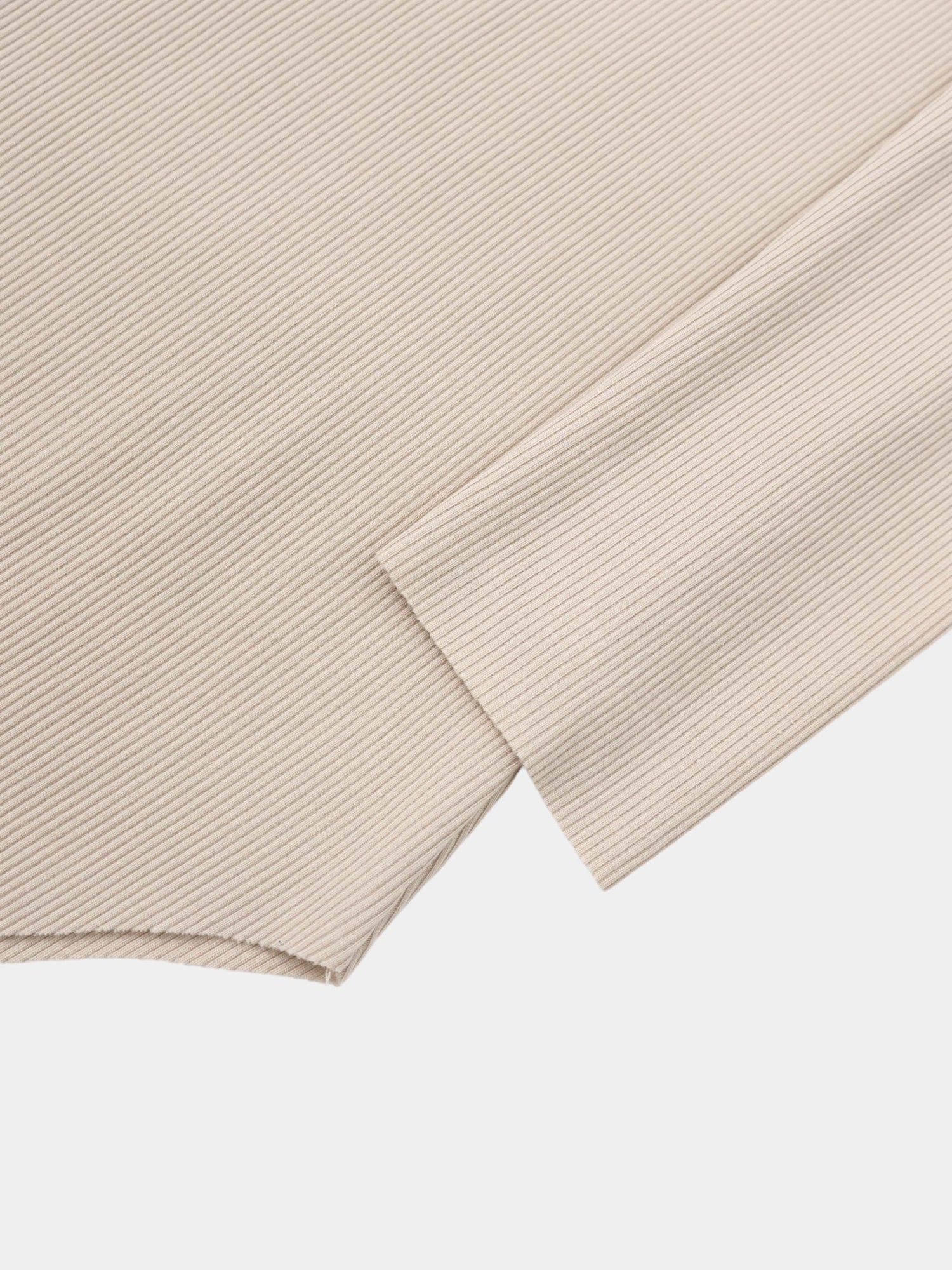 Rounded Hem Ribbed T-Shirt-Tan