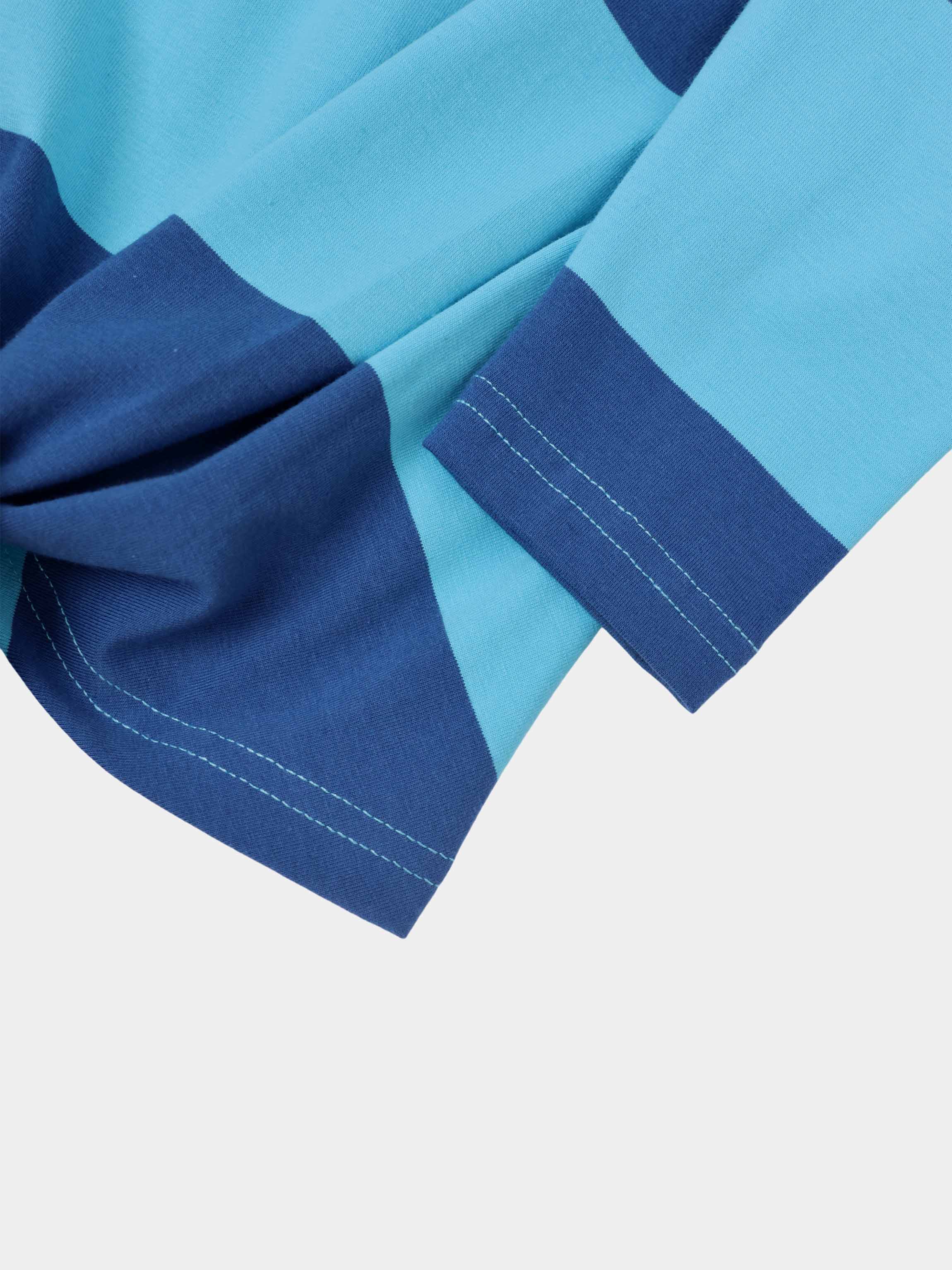 Striped Tie Bottom T-Shirt-Blue