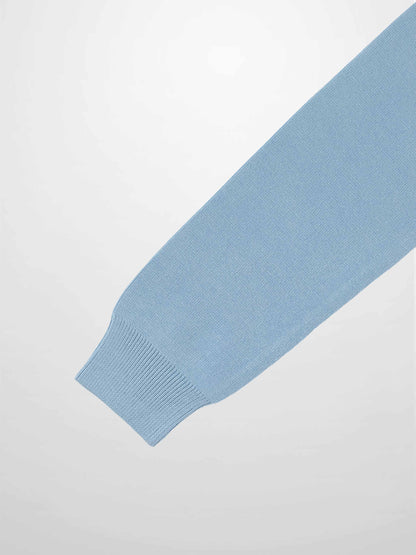 Mock Neck Thin Knit Sweater-Light Blue