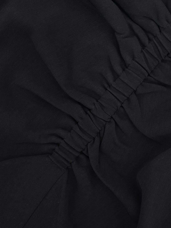 SIDE RUCHED SKIRT-BLACK