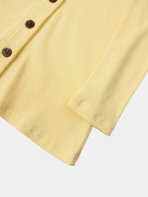 Ribbed Button Down Shirt-Butter Yellow
