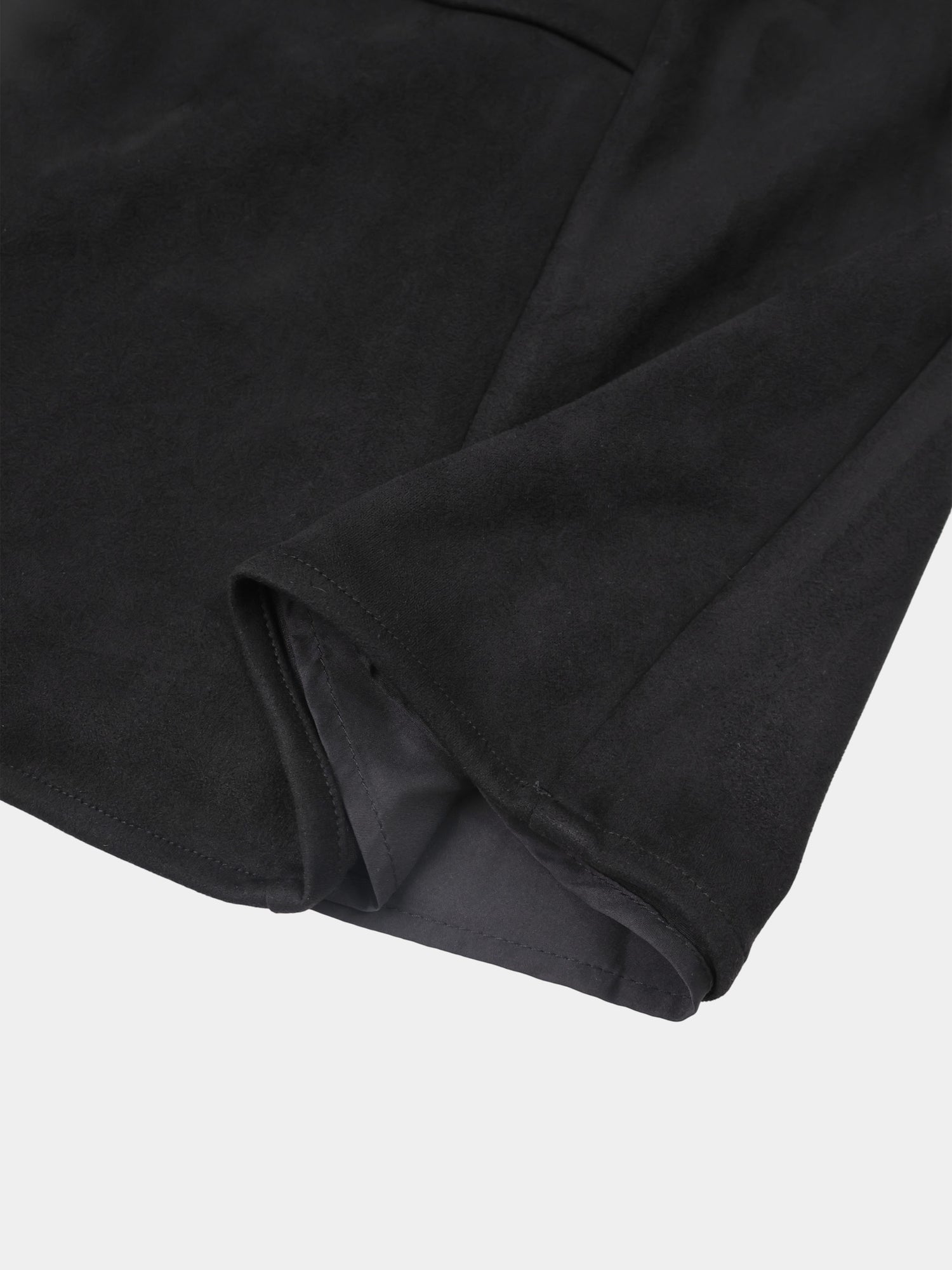 Curved Yoke Faux Suede Skirt - Black