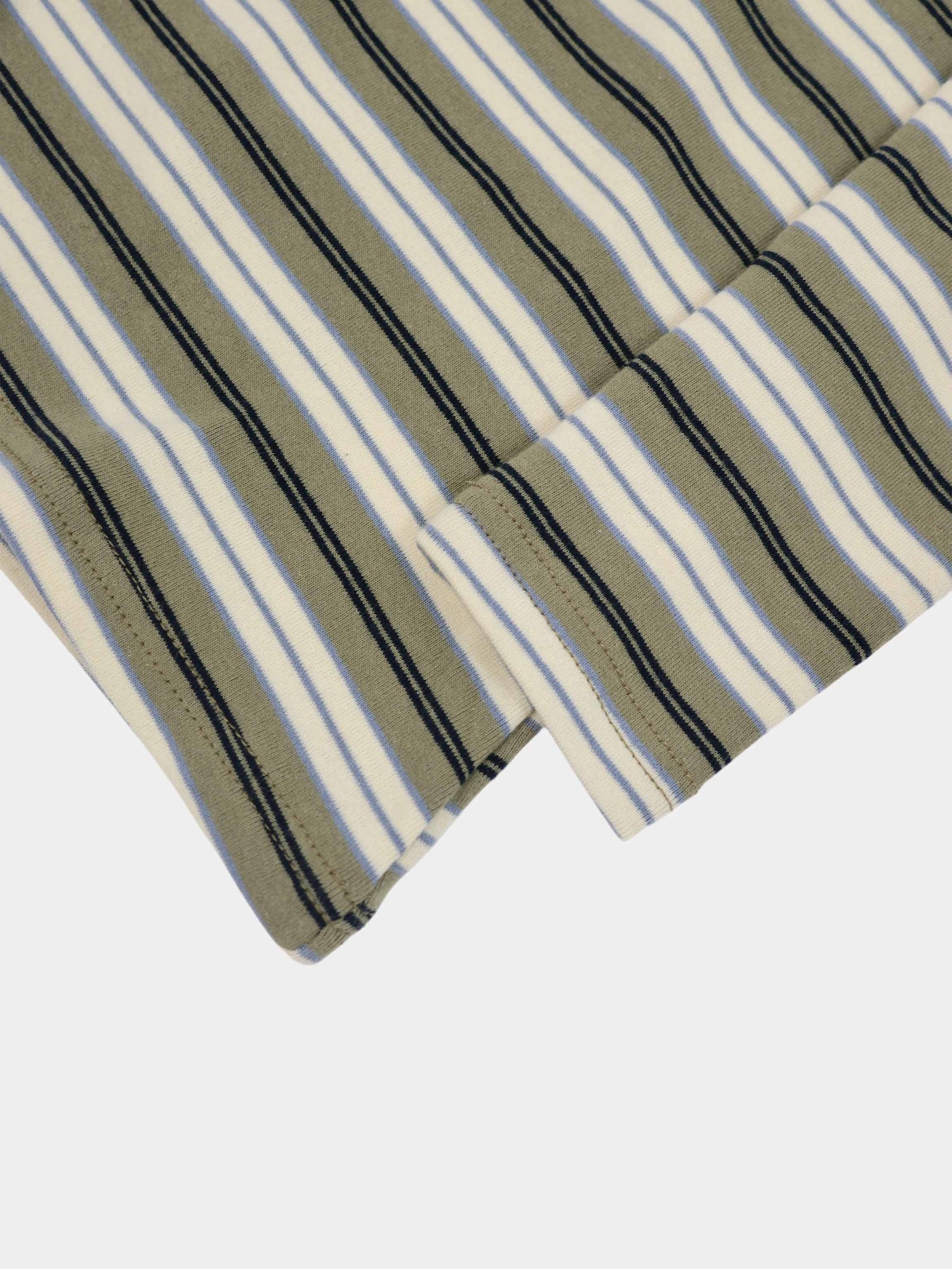 Embroidered Crown Striped Tee-Olive Stripe