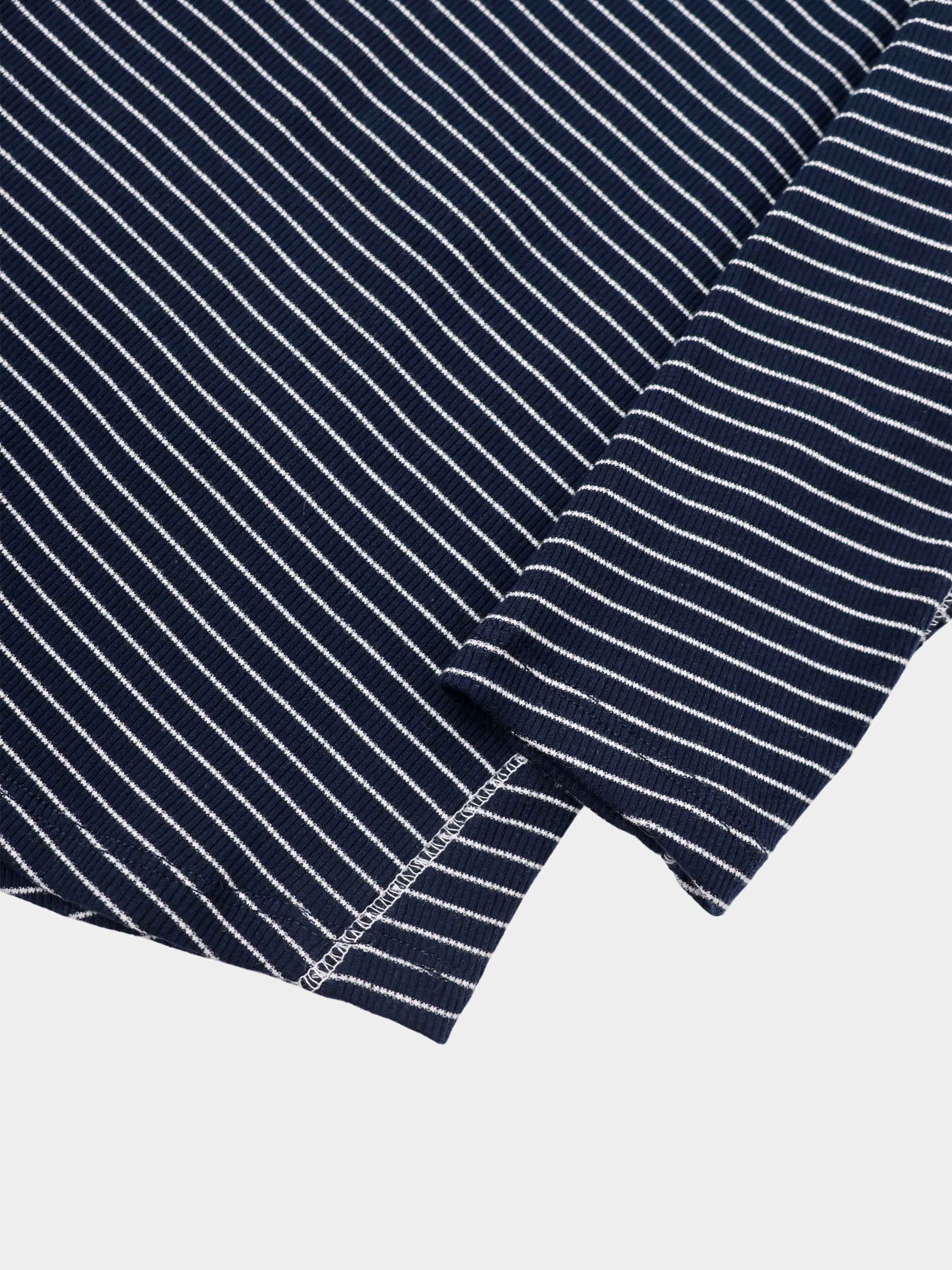 Striped Cross Stitch T-Shirt-Navy