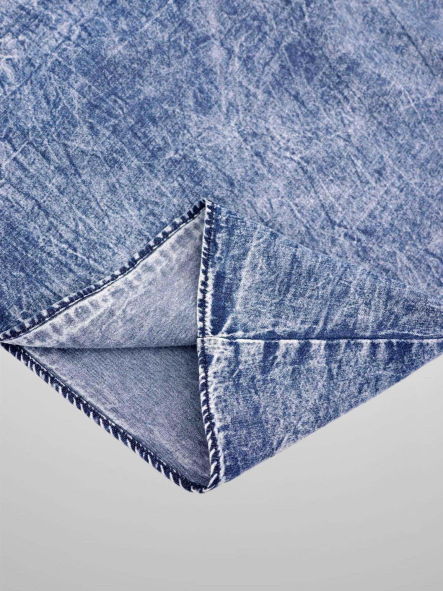 Elastic Ruffle Waist Denim Skirt-Blue Wash