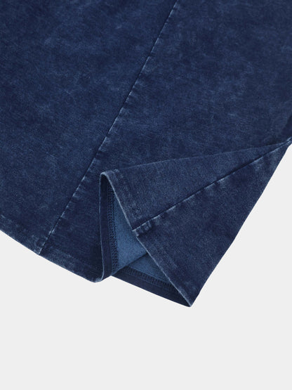 Paneled Flare Skirt 37"-Dark Blue Wash