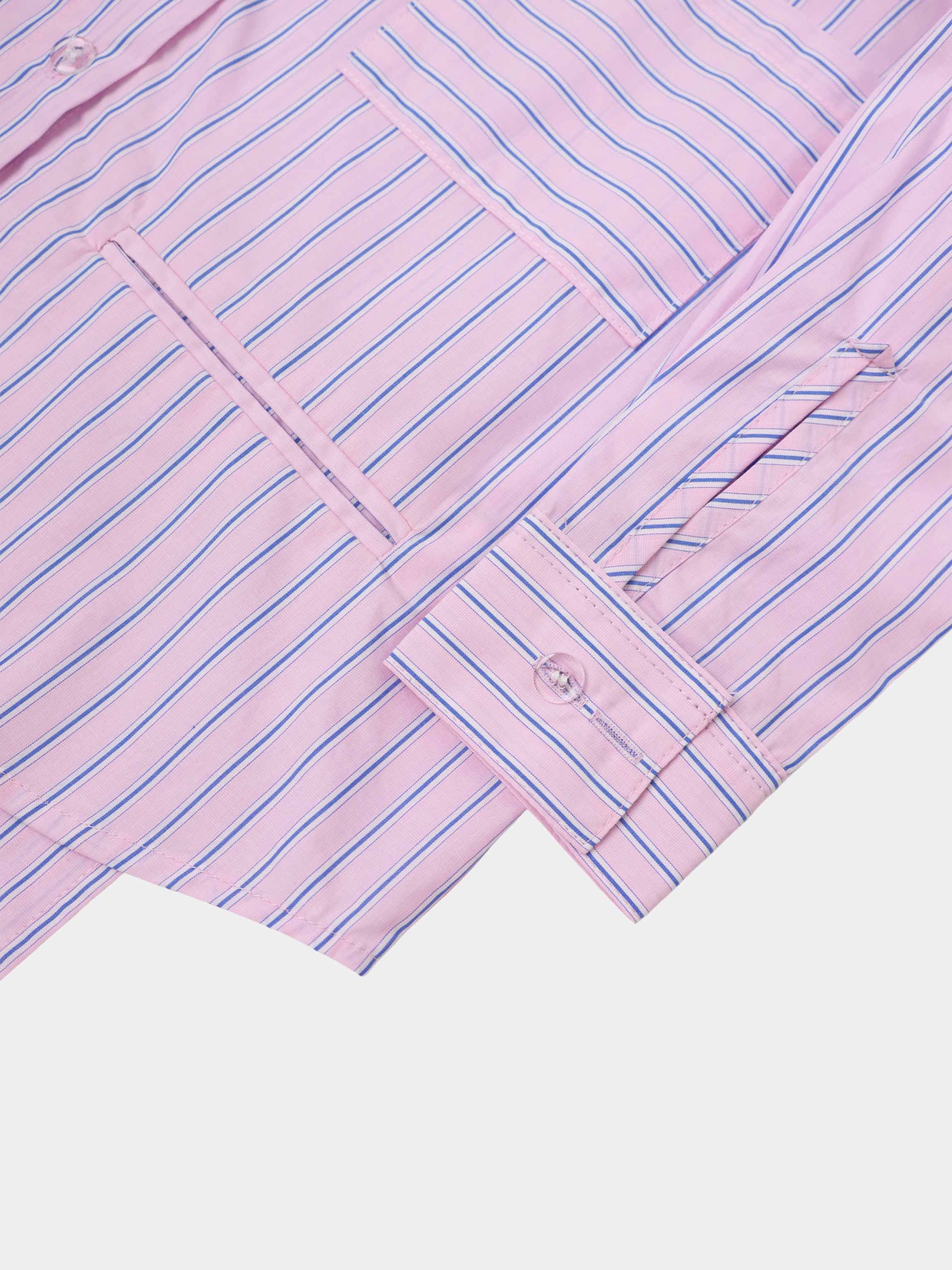 Crop Pinstripe Blouse-Pink/White