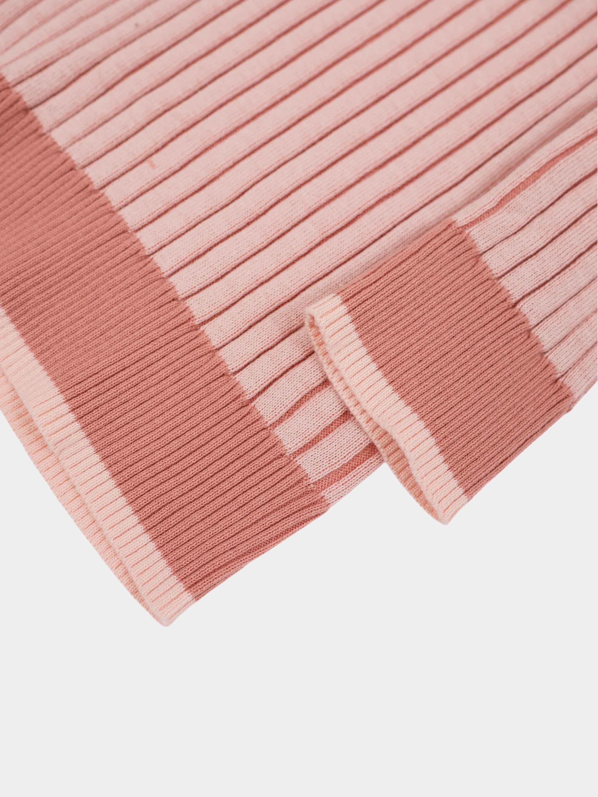 Two Tone Ribbed Polo Sweater-Peach