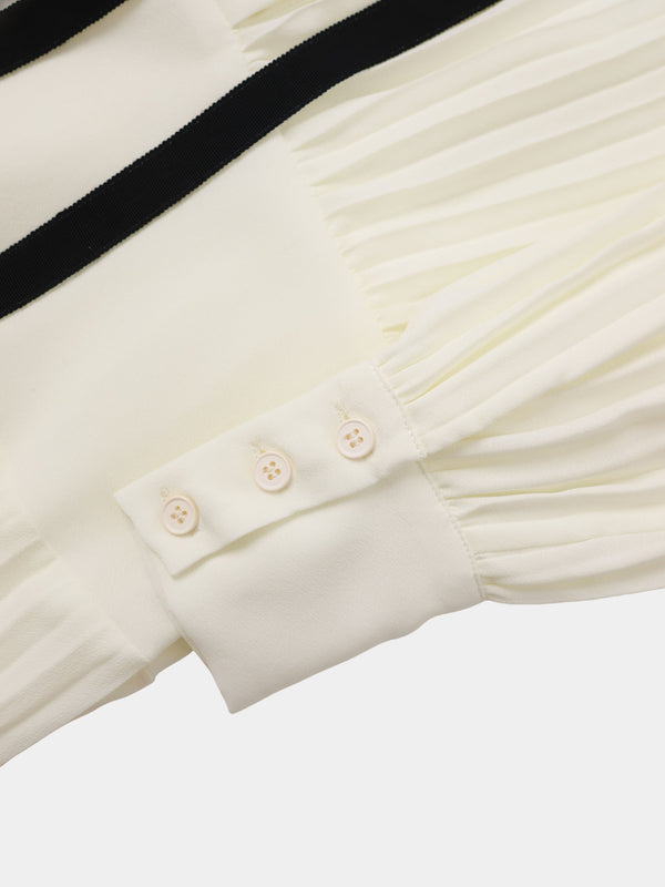 Mini Pleat Yoke Dress - Cream