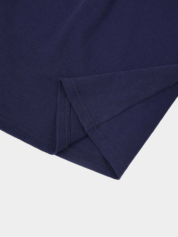 T-Shirt Ribbed Yoke Skirt-Navy