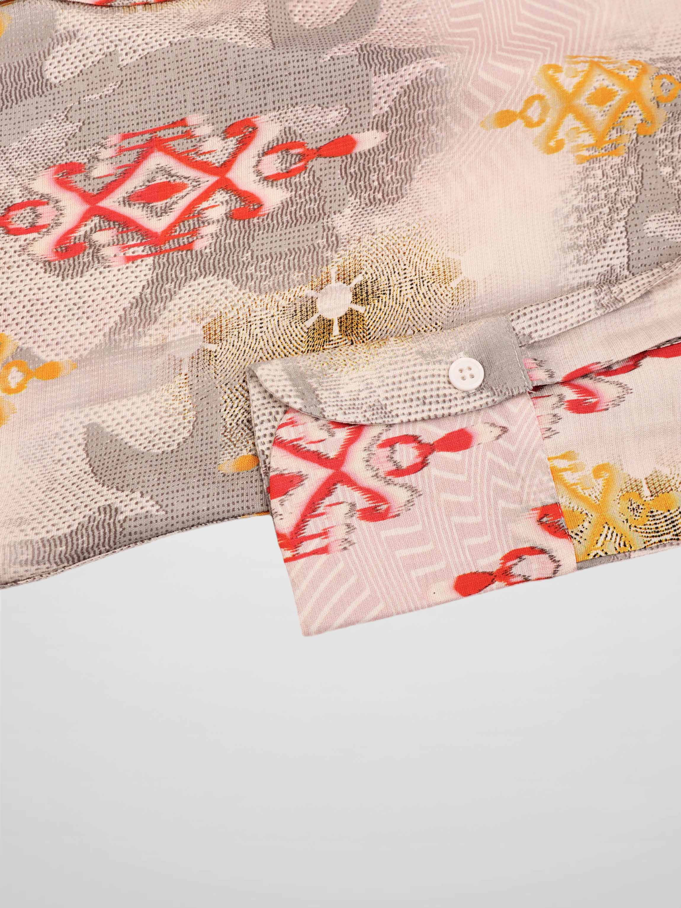 Button Down Collared Blouse-Ombre Print