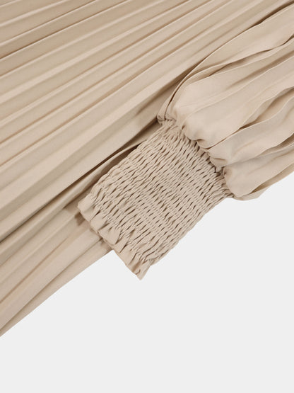 Micro Pleat Dress-Tan