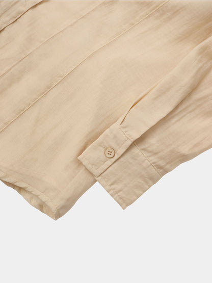 High V Neck Blouse-Sand