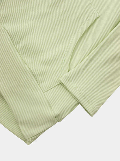 Ribbed Half Zip Hoodie Tee-Mint