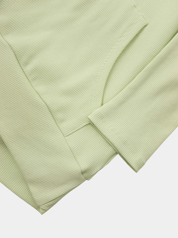 Ribbed Half Zip Hoodie Tee-Mint