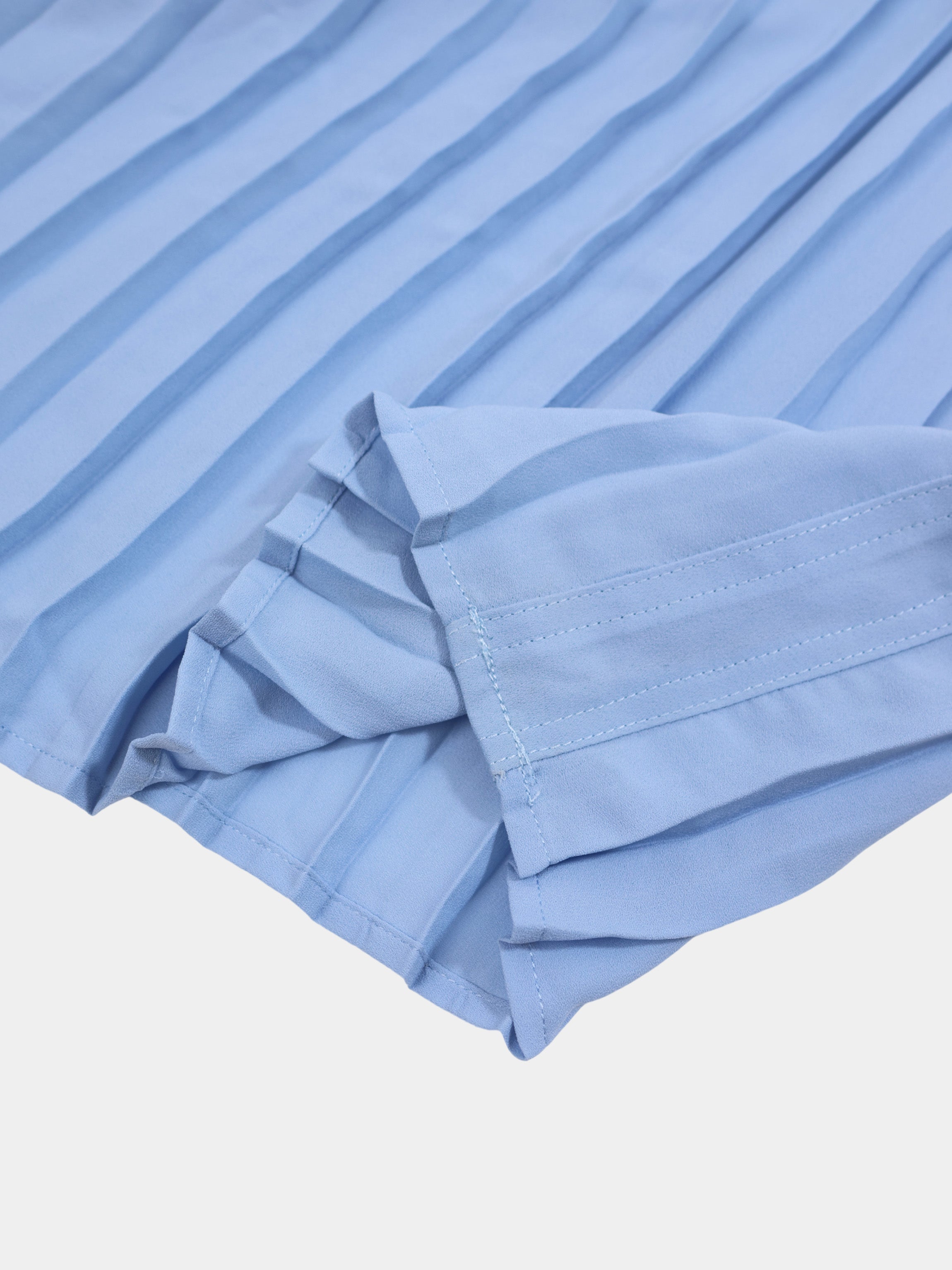 Chiffon Drop Waist Pleat Skirt-Light Blue