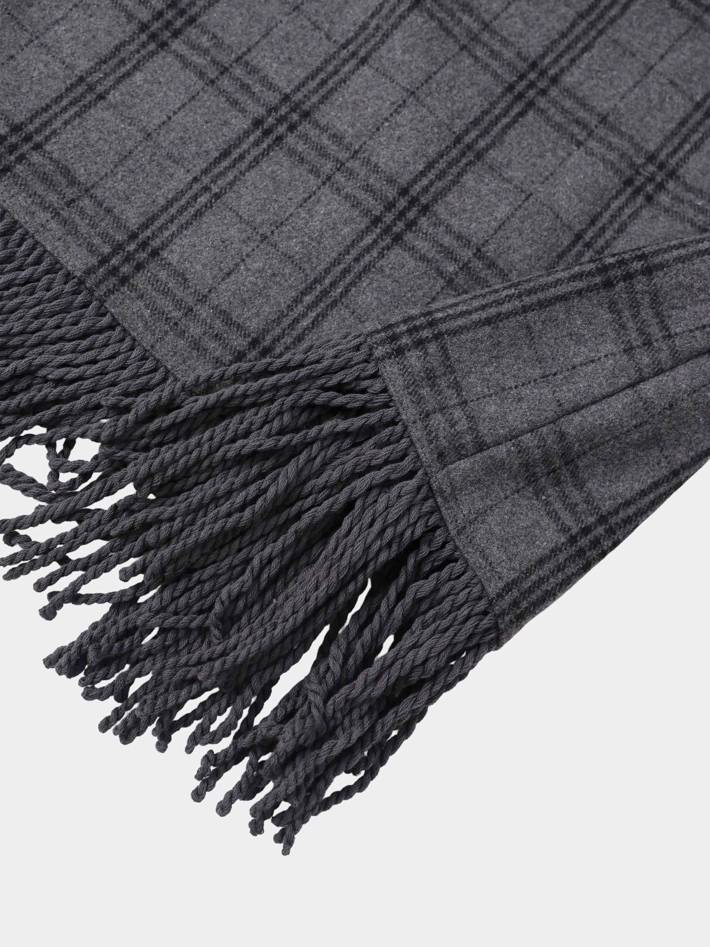 Tassel Mock Wrap Skirt - Grey Plaid