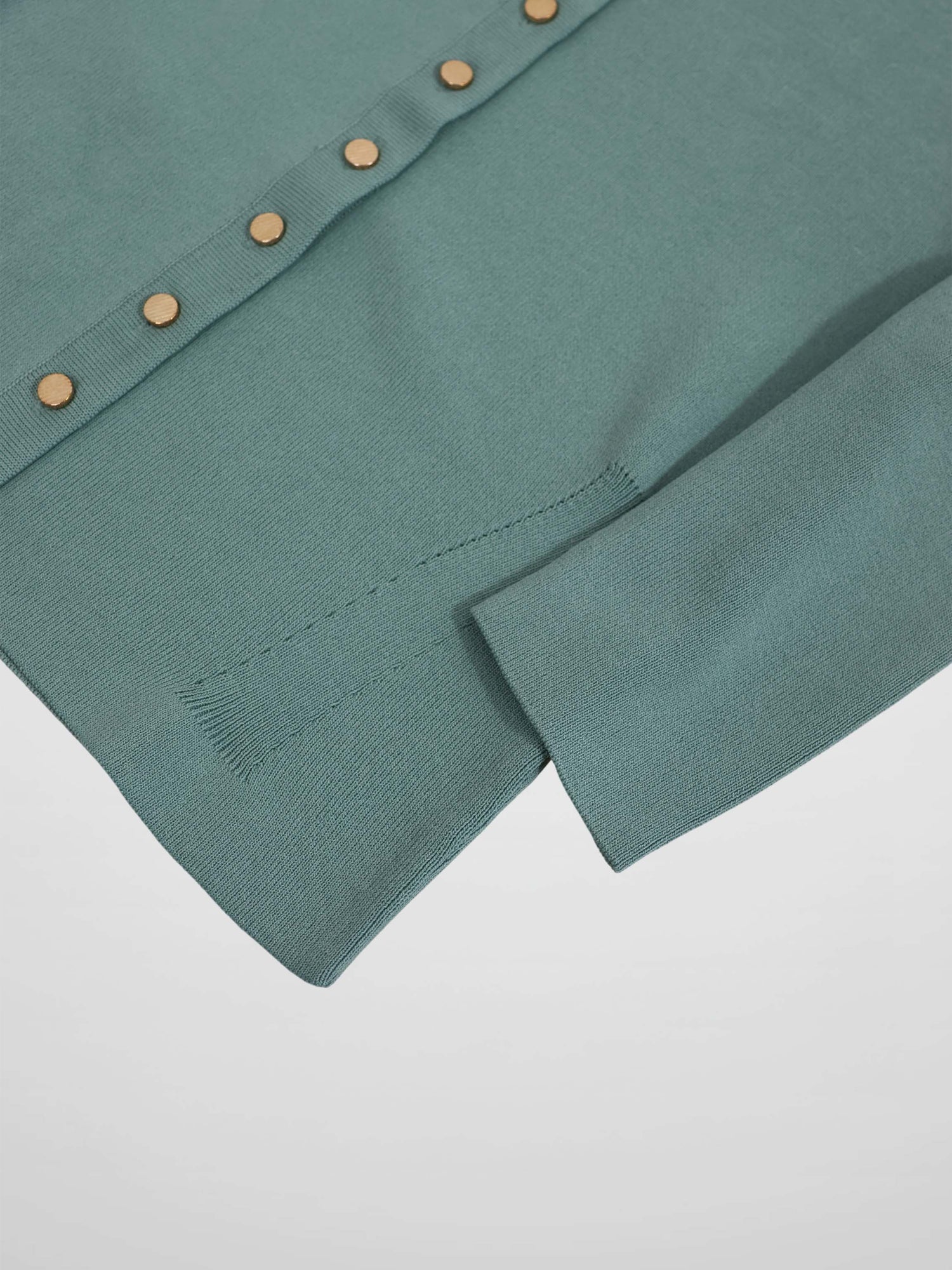 Gold Button Crop Cardigan-Sage