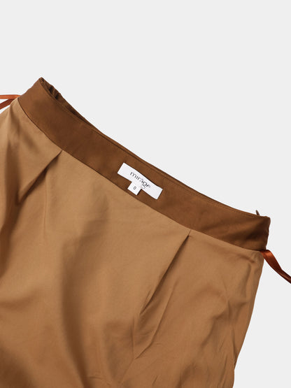 Faux Satin Ruffle Skirt - Bronze
