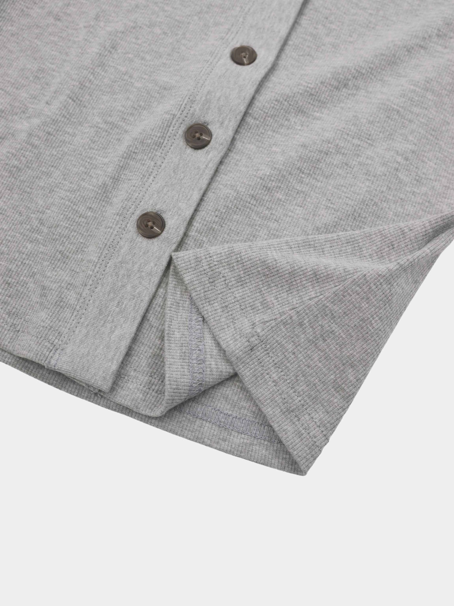 Ribbed Button Down Shirt-Heathered Grey