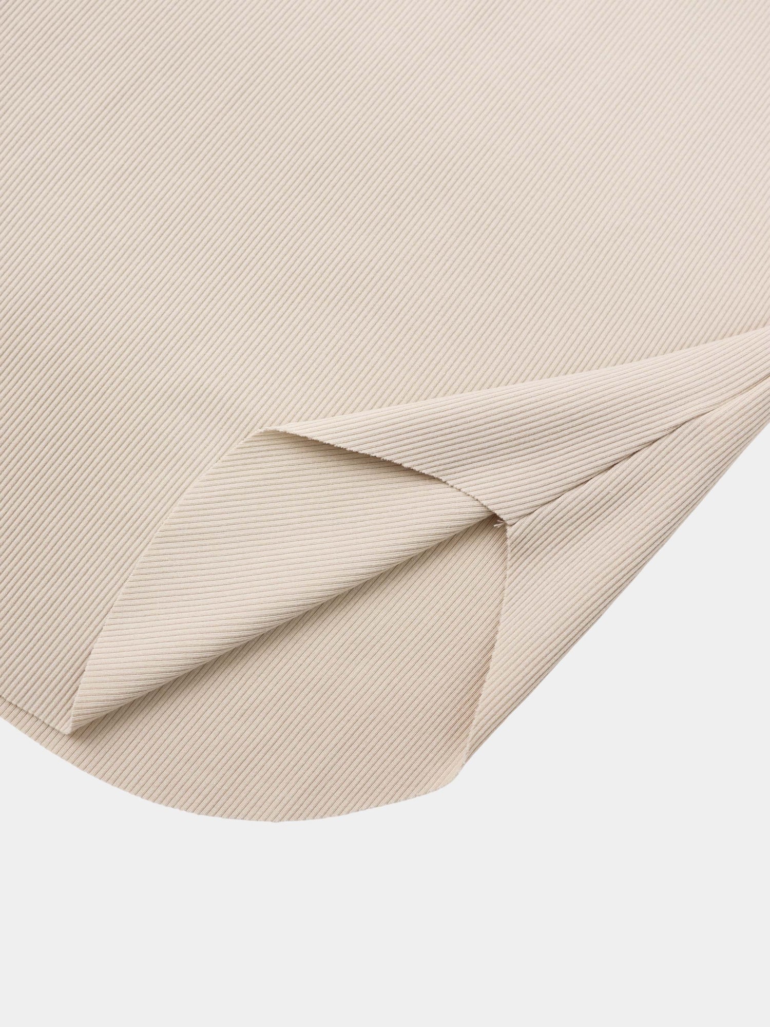 Rounded Hem Ribbed T-Shirt-Tan