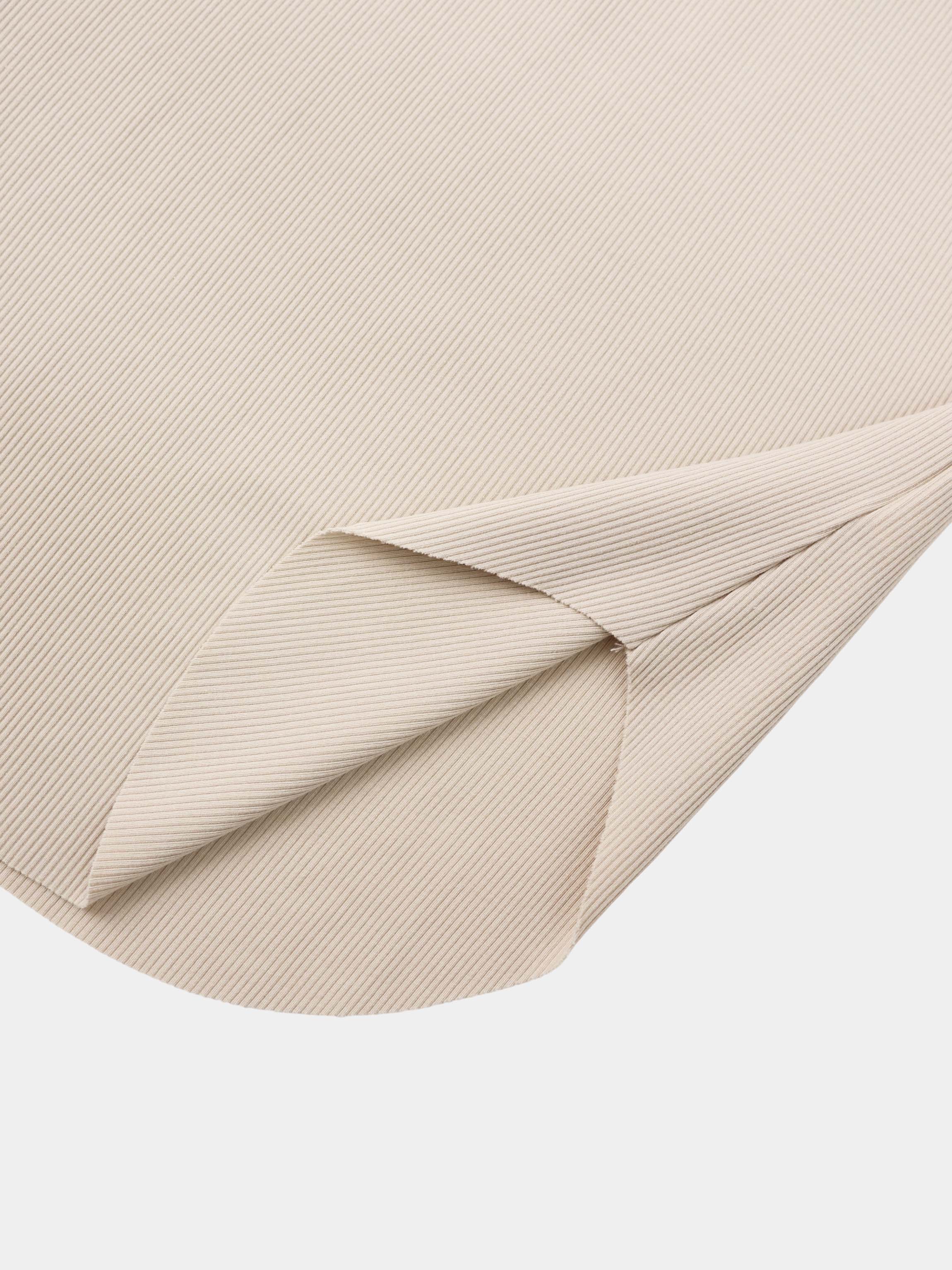 Rounded Hem Ribbed T-Shirt-Tan