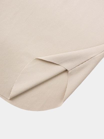 Rounded Hem Ribbed T-Shirt-Tan