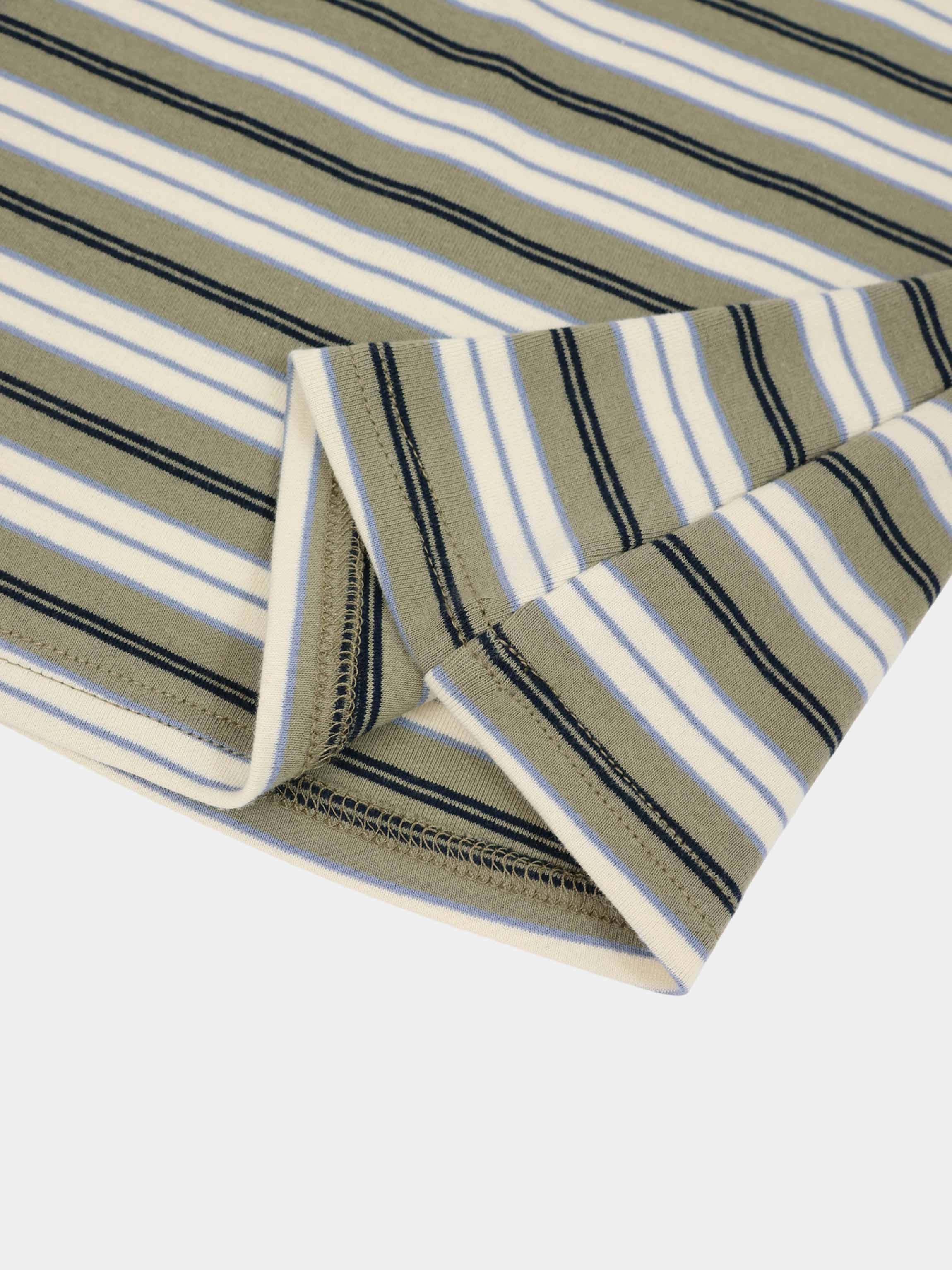 Embroidered Crown Striped Tee-Olive Stripe