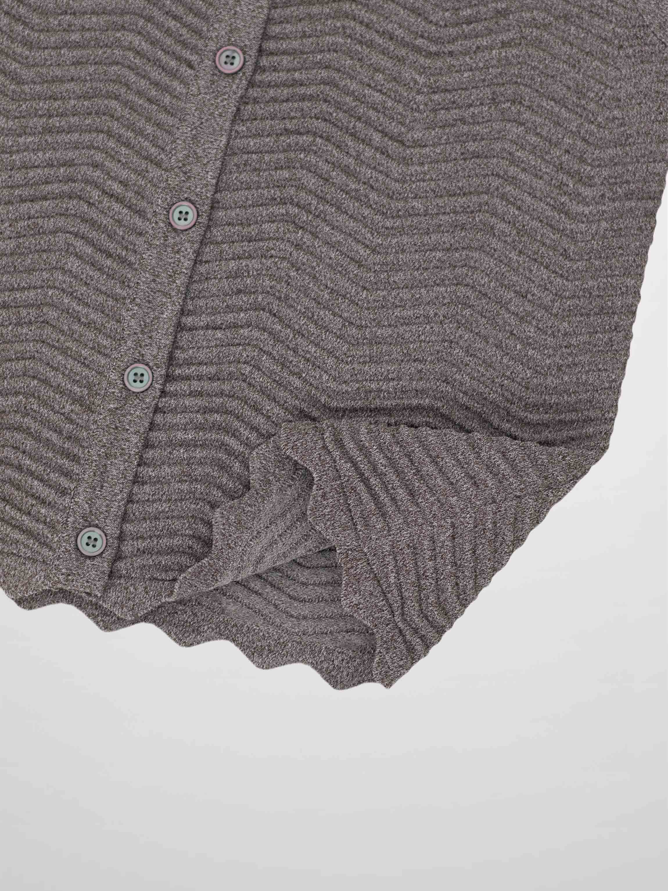 Wave Knit Cardigan-Heathered Brown