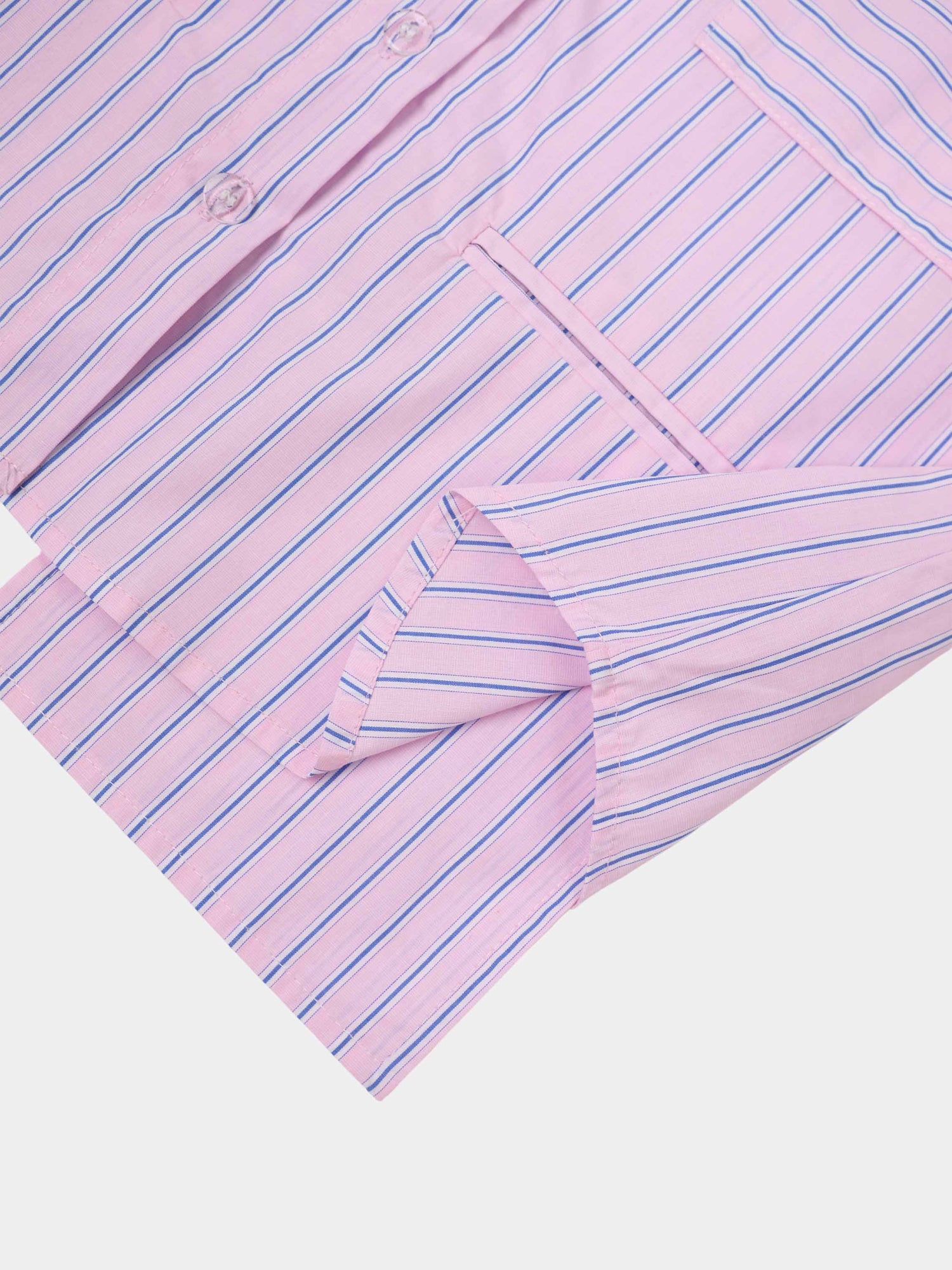 Crop Pinstripe Blouse-Pink/White