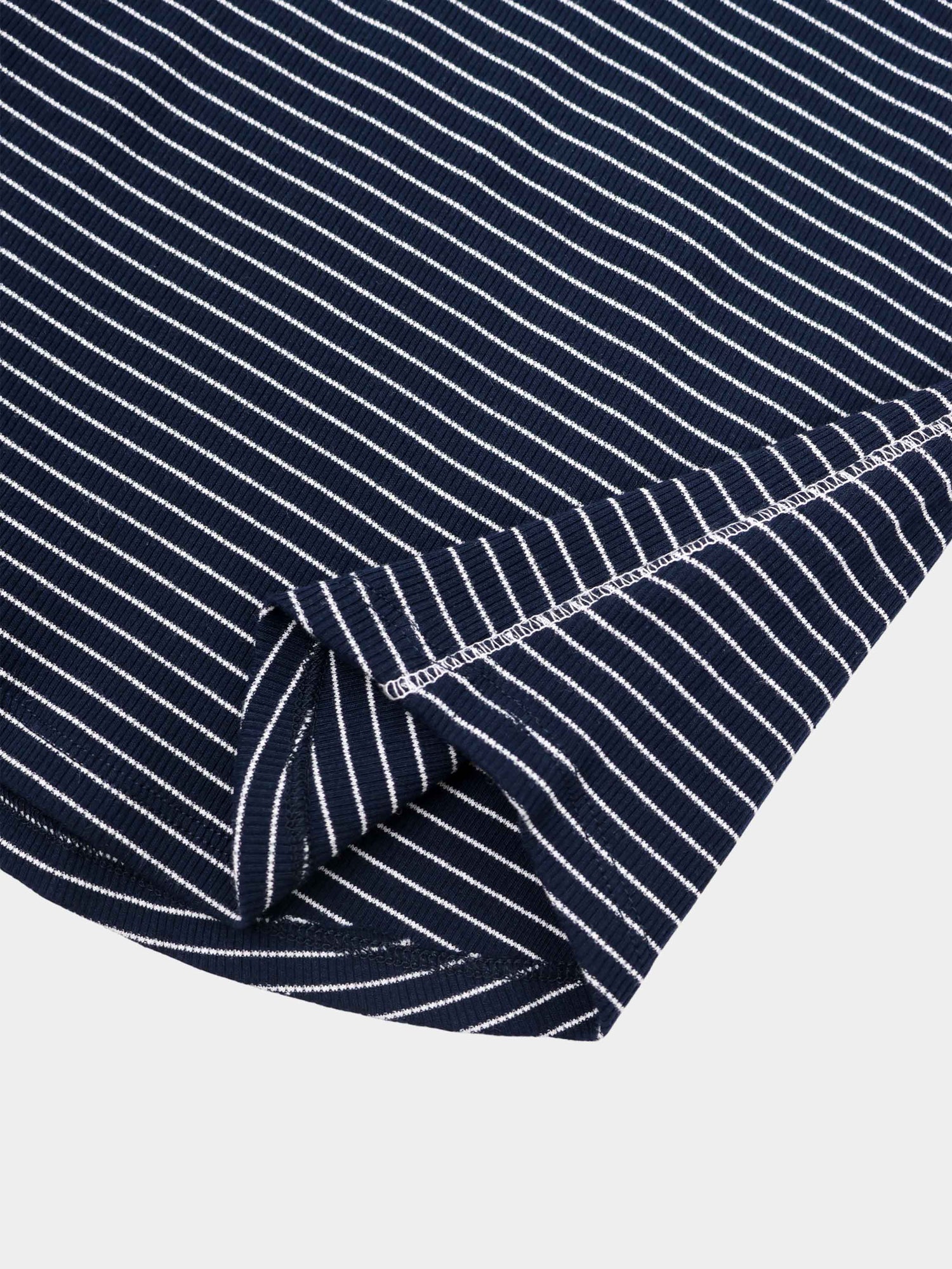 Striped Cross Stitch T-Shirt-Navy