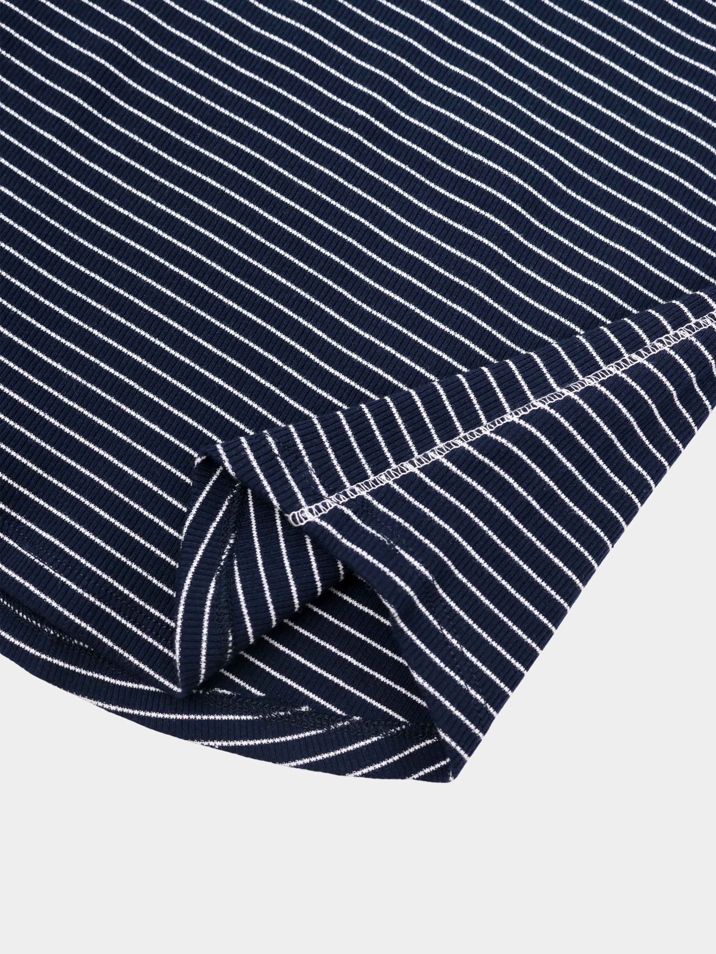 Striped Cross Stitch T-Shirt-Navy