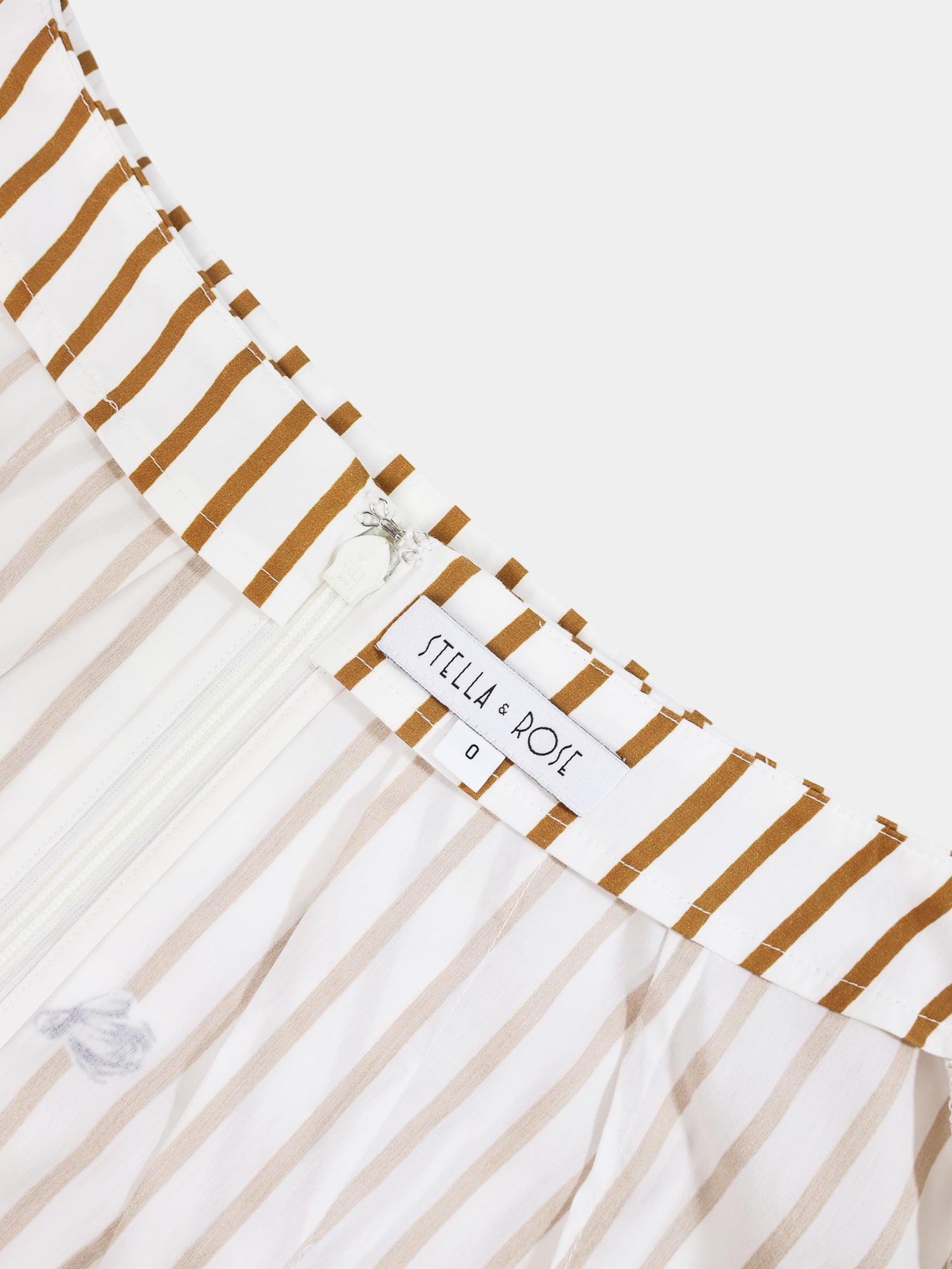 High Waisted Printed Skirt-Brown/Cream Stripe