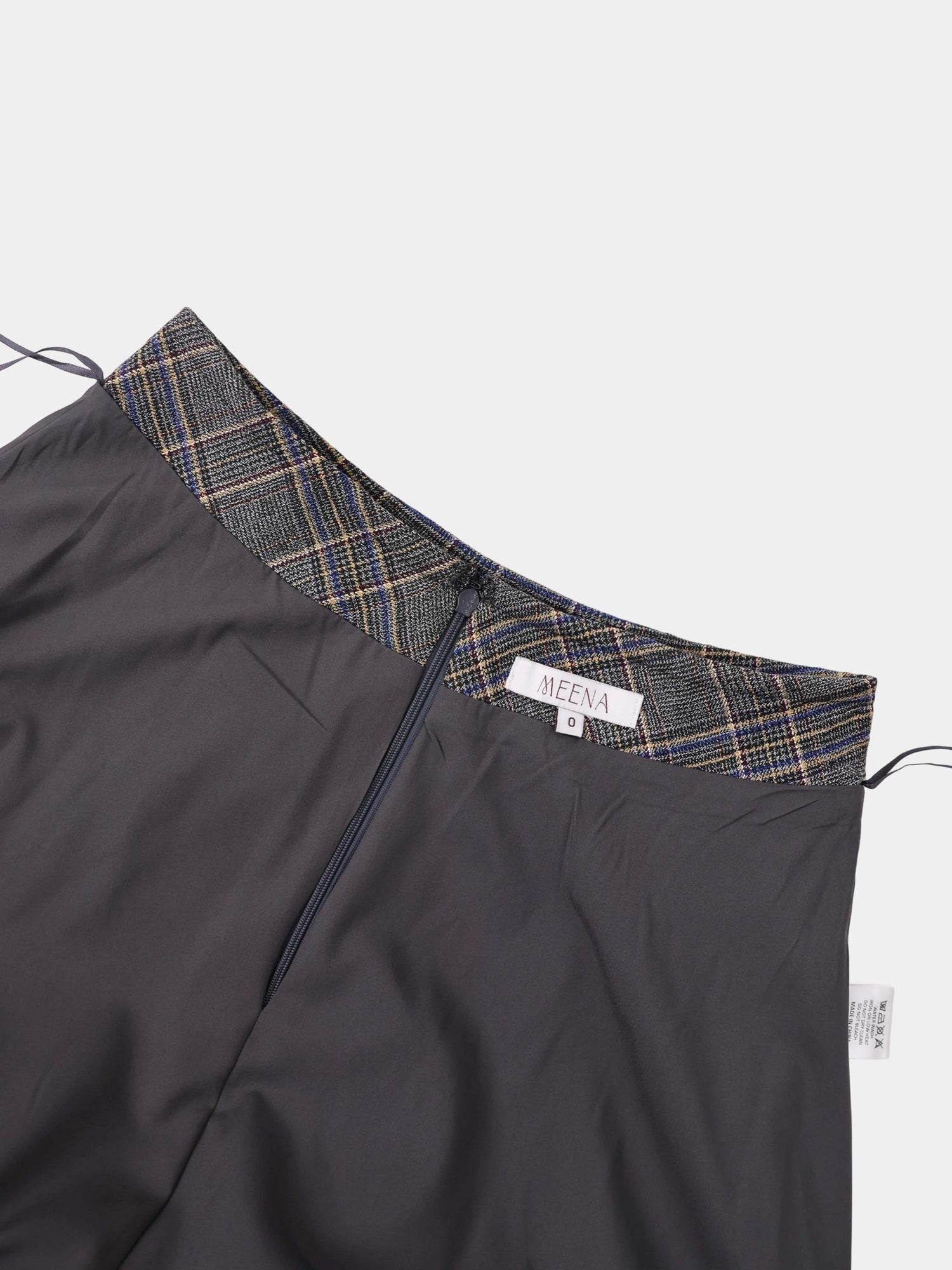 Seamed Flare Skirt - Grey Plaid