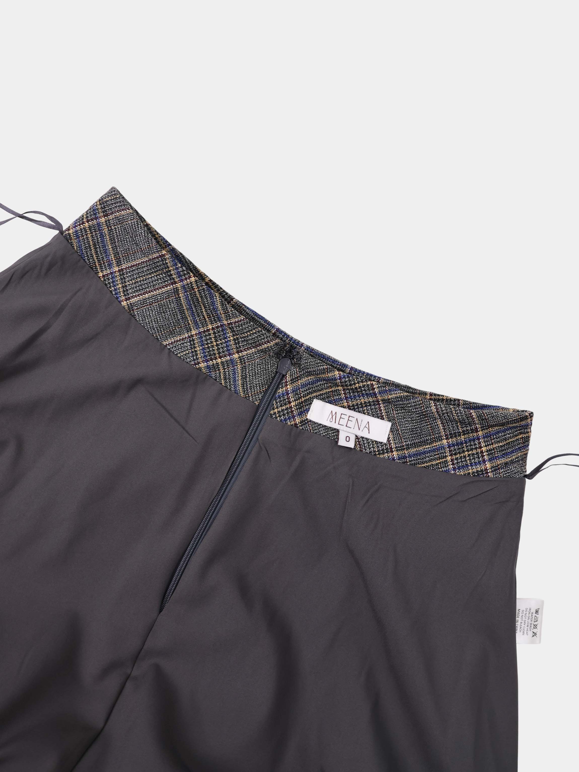 Seamed Flare Skirt - Grey Plaid