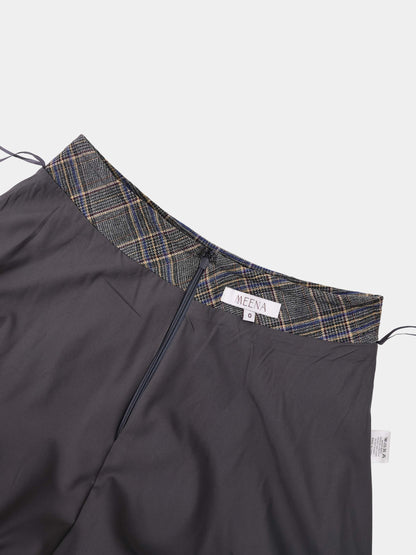 Seamed Flare Skirt - Grey Plaid